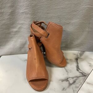 Frye Tan Open-Toe Ankle Booties